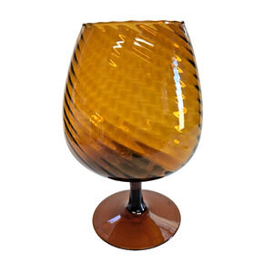 Empoli Large Brown Amber Brady Snifter Swirl Pattern Large Vase MCM, RETRO-Italy